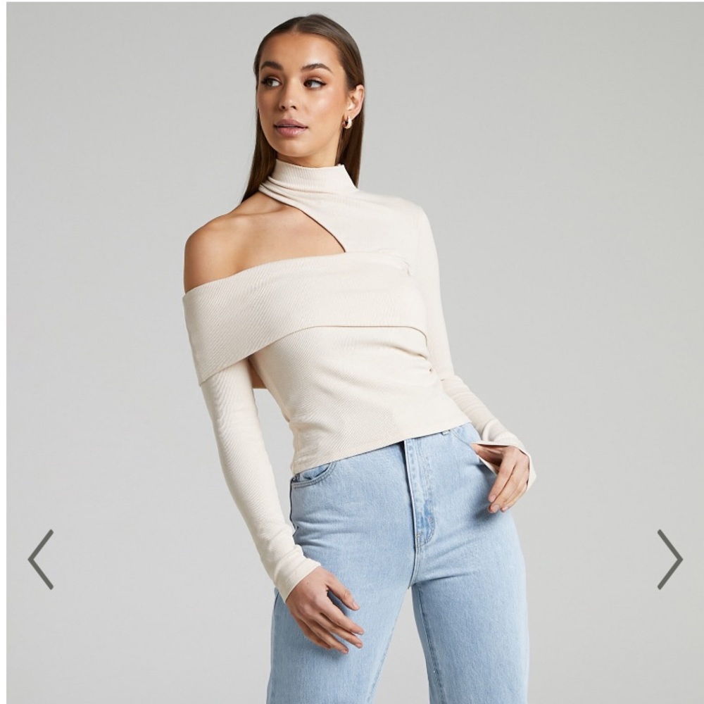 Showpo Kiefer Asymmetric Cutout Top Cream 6